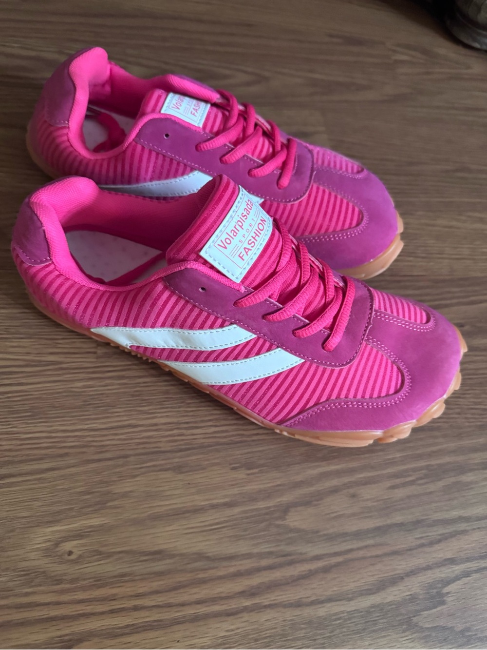 Women's Pink Fashion Sneakers with White Stripe